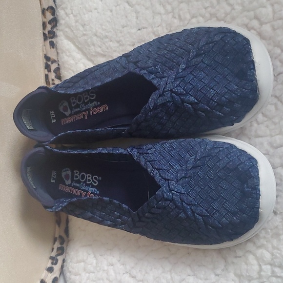 NIB BOBS from Skechers Women's 7.5 Blue Memory Foam Espadrille Wedge Slip On - Picture 1 of 12